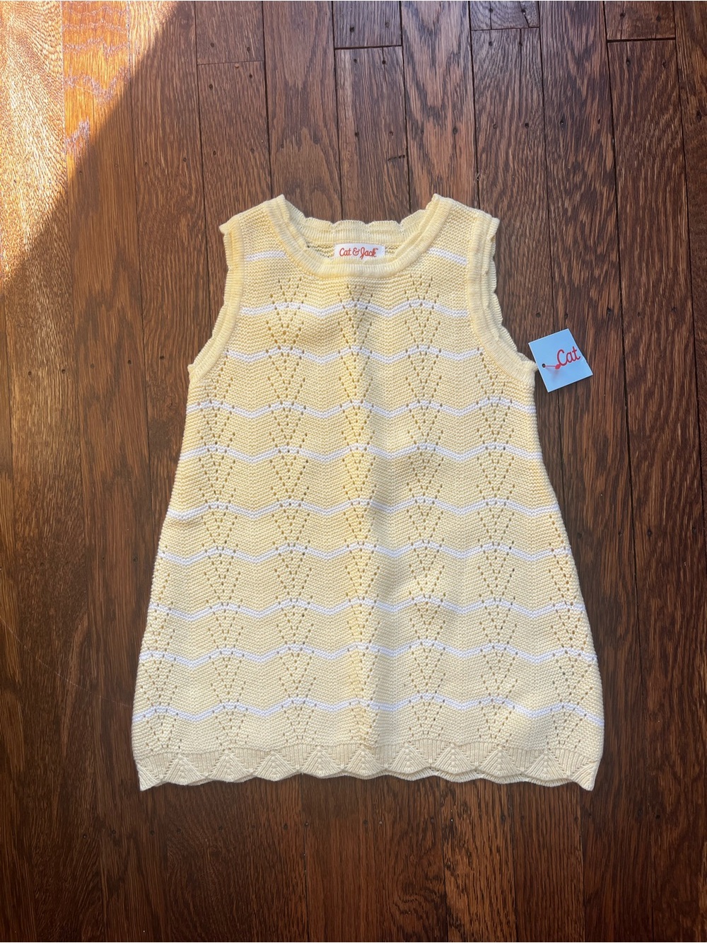 Cat & Jack Soft Yellow and White Knit Sleeveless Dress